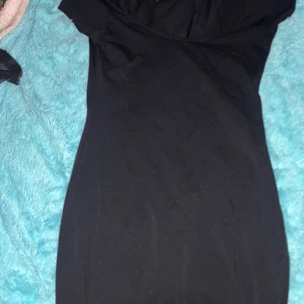 Simple, short black dress